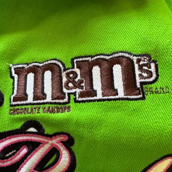 Vintage Y2K M&M’s “Don’t Beg” Racing Jacket in Green, Pink & Black Size 2XL - Picture 5 of 11